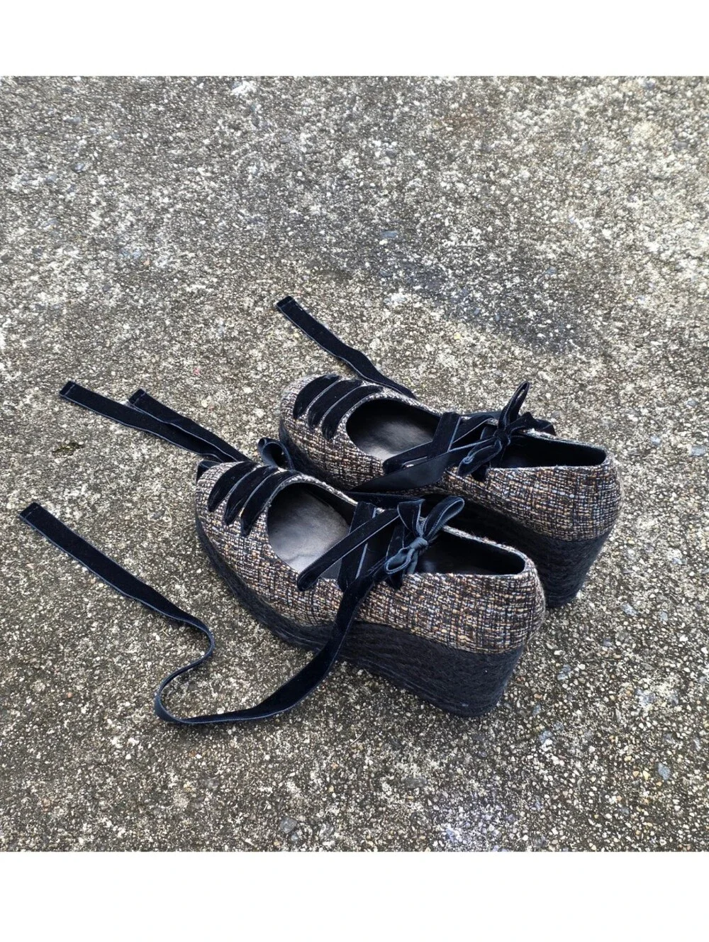 Castañer Balletcore Ballerina Lace Up Tweed Espadrille Wedge Shoes EU40 US9
